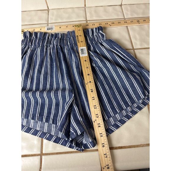 Shein Size Small Casual Short Shorts Loose Fit Elastic Waist Blue/White Stripe - Picture 11 of 12